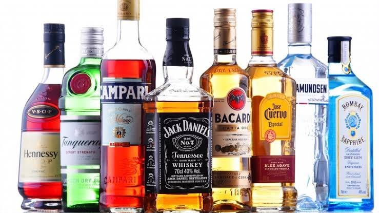 A line-up of premium spirits